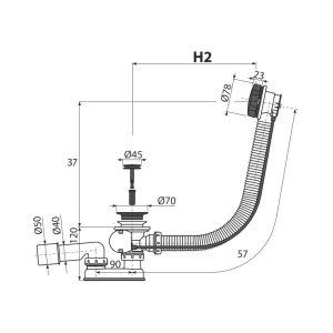 Сифон для ванны автомат цвет черный, 57см в Сочи и Адлере Сифон для ванны автомат цвет черный, 57см в Сочи и Адлере