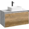 MOBI 120 комплект: Тумба подвесная БЕТОН СВЕТЛЫЙ BS, фасад ДУБ БАЛТИЙСКИЙ, два ящика, без раковины (Ш120хВ65хГ50)											