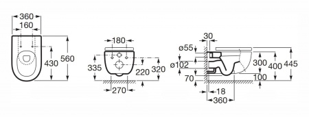 Низ к унитазу MERIDIAN Rimless подвесной безободковый 560мм в Сочи и Адлере