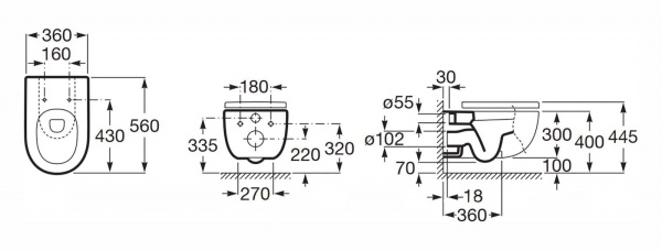 Низ к унитазу MERIDIAN Rimless подвесной безободковый 560мм в Сочи и Адлере Низ к унитазу MERIDIAN Rimless подвесной безободковый 560мм в Сочи и Адлере