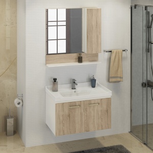 COMFORTY Тумба-умывальник "Рига-80" дуб сонома с раковиной COMFORTY 9335-80 в Сочи и Адлере COMFORTY Тумба-умывальник "Рига-80" дуб сонома с раковиной COMFORTY 9335-80 в Сочи и Адлере