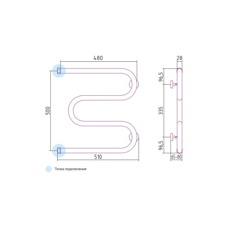 М-образный полотенцесушитель 1" 500*500 СУНЕРЖА в Сочи и Адлере
