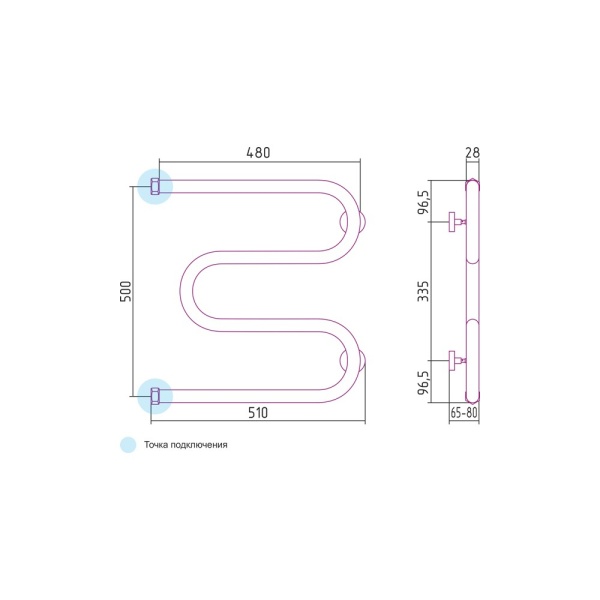 М-образный полотенцесушитель 1" 500*500 СУНЕРЖА в Сочи и Адлере М-образный полотенцесушитель 1" 500*500 СУНЕРЖА в Сочи и Адлере