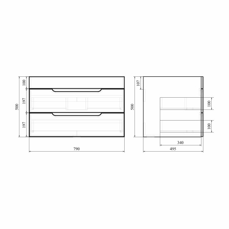 Soho Quadro 80/2 тумба подвесная с доводчиком (дополнительно раковина Deep-80) в Сочи и Адлере