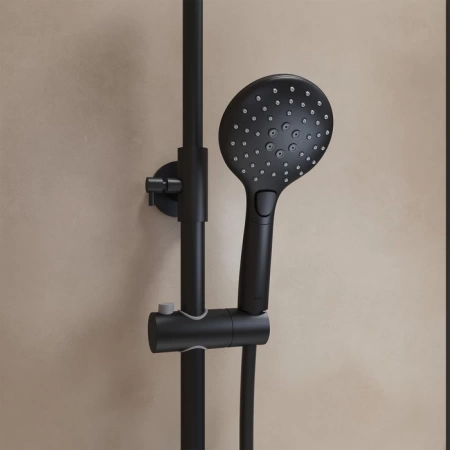 Смеситель с верхним душем и изливом, черный матовый, Ray, IDDIS, RAYBL3Fi06 в Сочи и Адлере