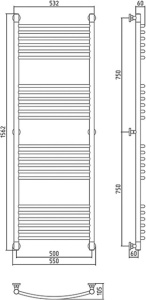 БОГЕМА+ полотенцесушитель 1500*500 выгнутый в Сочи и Адлере БОГЕМА+ полотенцесушитель 1500*500 выгнутый в Сочи и Адлере