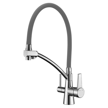 Смеситель Lemark Comfort LM3071C-Gray для кухни с подключением к фильтру питьевой водой, хром серый