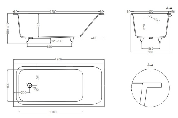 Ванна ORLANDA 160х70 S-Sense, Покрытие: глянцевое в Сочи и Адлере
