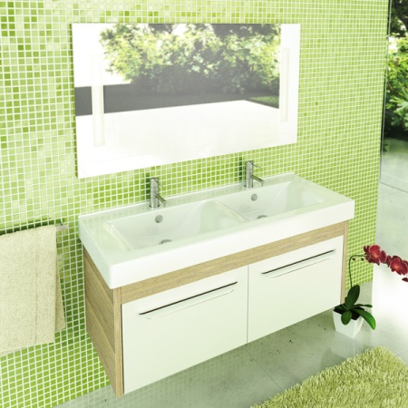 COMFORTY Тумба-умывальник "Твикс-120П" сосна лоредо с раковиной COMFORTY 8112 в Сочи и Адлере