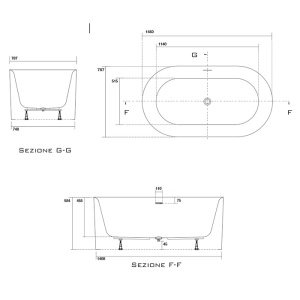 Kerasan Nolita Ванна акриловая отдельностоящая 145х78х58 см, с пробкой clic clac.цвет белый в Сочи и Адлере Kerasan Nolita Ванна акриловая отдельностоящая 145х78х58 см, с пробкой clic clac.цвет белый в Сочи и Адлере