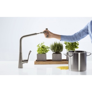 14884800 HG Metris Select Смеситель для кухни с выдвижным изливом в Сочи и Адлере 14884800 HG Metris Select Смеситель для кухни с выдвижным изливом в Сочи и Адлере