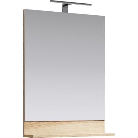 ФОСТЕР 60 Зеркало ДУБ СОНОМА с полочкой, светодиодным светильником и выключателем (Ш60хВ80хГ14) в Сочи и Адлере