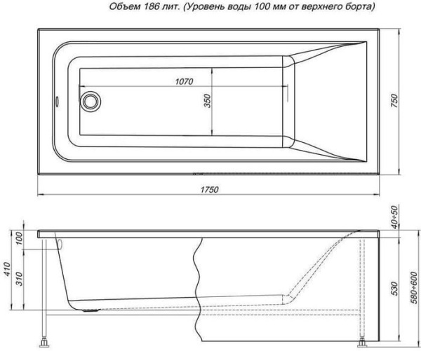 Акриловая ванна Aquanet Bright 175x70 (с каркасом) в Сочи и Адлере Акриловая ванна Aquanet Bright 175x70 (с каркасом) в Сочи и Адлере