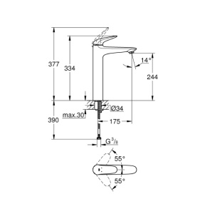 23719003 Смеситель для раковины GROHE Eurostyle, свободностоящий, хром (23719003) в Сочи и Адлере 23719003 Смеситель для раковины GROHE Eurostyle, свободностоящий, хром (23719003) в Сочи и Адлере
