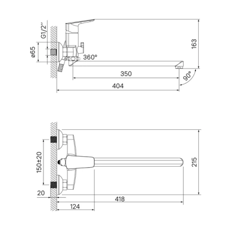 Смеситель для ванны с длинным изливом с керамическим дивертором Vibe, IDDIS, VIBSBL2i10WA в Сочи и Адлере
