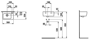 LAUFEN PRO A Мини-раковина 36х25 см, с отв. для смесителя справа в Сочи и Адлере LAUFEN PRO A Мини-раковина 36х25 см, с отв. для смесителя справа в Сочи и Адлере