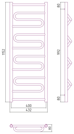 ЭЛЕГИЯ+ полотенцесушитель1200х400 водяной в Сочи и Адлере
