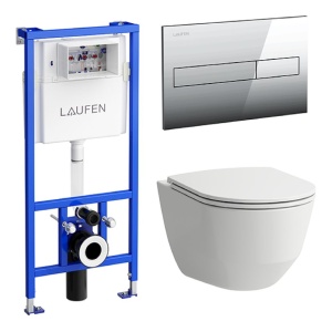 ПЭК LAUFEN PRO ZRU9307615 (инсталл. + унитаз подвесной Rimless + сид. Slim, SoftClose + клав. хром) ПЭК LAUFEN PRO ZRU9307615 (инсталл. + унитаз подвесной Rimless + сид. Slim, SoftClose + клав. хром)