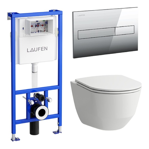 ПЭК LAUFEN PRO ZRU9307615 (инсталл. + унитаз подвесной Rimless + сид. Slim, SoftClose + клав. хром) ПЭК LAUFEN PRO ZRU9307615 (инсталл. + унитаз подвесной Rimless + сид. Slim, SoftClose + клав. хром)