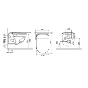 Унитаз, SMARTFLOW, подвесной, шгв 425*595*470, цвет-белый, сиденье в комплекте в Сочи и Адлере