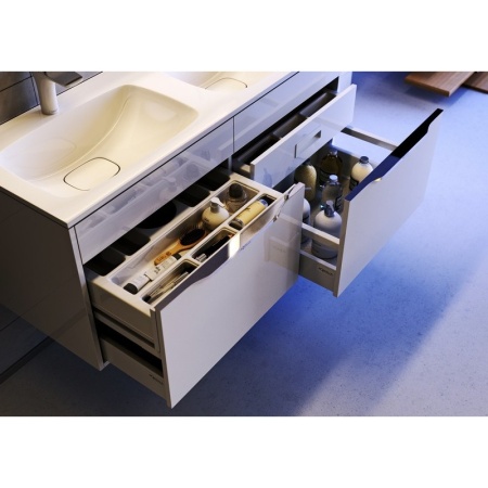 MALAGA 120 Тумба подвесная цвет белый с раковиной MALAGA 1200 две чаши (Ш122хВ52хГ45) в Сочи и Адлере