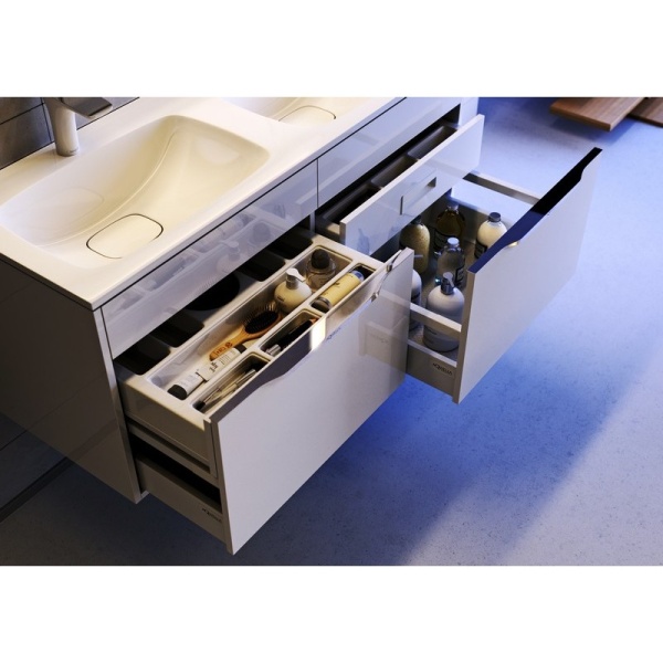 MALAGA 120 Тумба подвесная цвет белый с раковиной MALAGA 1200 две чаши (Ш122хВ52хГ45) в Сочи и Адлере