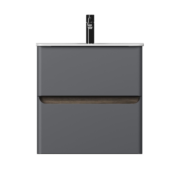 Savag 60 тумба подвесная серая матовая (Astra 60 раковина керамическая) в Сочи и Адлере