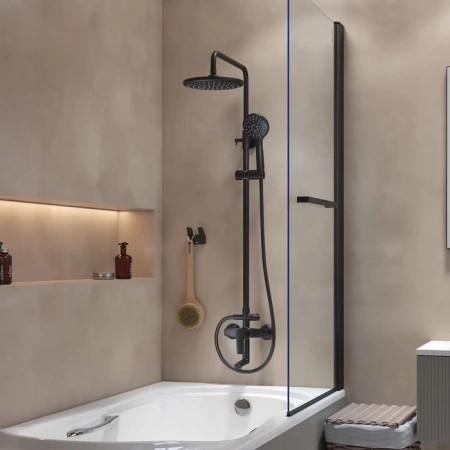 Смеситель с верхним душем и изливом, черный матовый, Ray, IDDIS, RAYBL3Fi06 в Сочи и Адлере