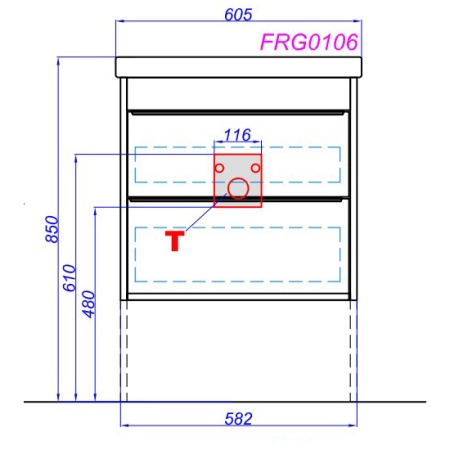 FARGO 60 Тумба подвесная дуб балтийский с раковиной ФОСТЕР 60 (Ш61хВ60,7хГ41) FRG0106DB+Фостер 60  в Сочи и Адлере