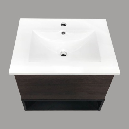 COMFORTY Тумба-умывальник "Франкфурт-60" дуб-шоколадно-коричневый с раковиной COMFORTY 60E в Сочи и Адлере