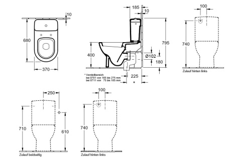Унитаз, Villeroy&Boch, Verity Design, ширина, мм-370, глубина, мм-670, высота, мм-400, напольный, выпуск-горизонтальный, керамика, белый в Сочи и Адлере