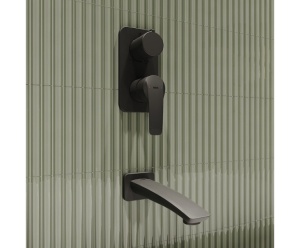 Душевая система скрытого монтажа с тропическим душем, ручным душем и изливом, черный матовый, Ray, IDDIS, RAYBL03i68 в Сочи и Адлере