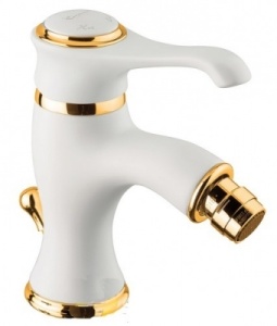 Смеситель Tiffany с донным клапаном для биде Арт. 6004 белый/золото Смеситель Tiffany с донным клапаном для биде Арт. 6004 белый/золото
