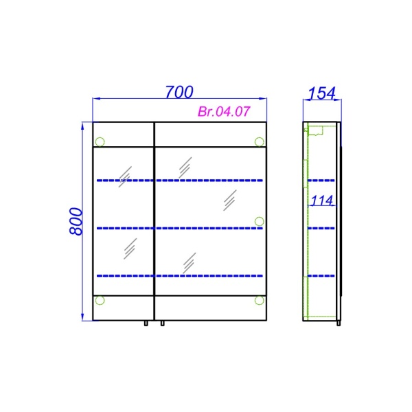 БРИГ 70 Шкаф-зеркало с двумя дверьми и внутренними стеклянными полочками (Ш70хВ80хГ15,5) в Сочи и Адлере БРИГ 70 Шкаф-зеркало с двумя дверьми и внутренними стеклянными полочками (Ш70хВ80хГ15,5) в Сочи и Адлере