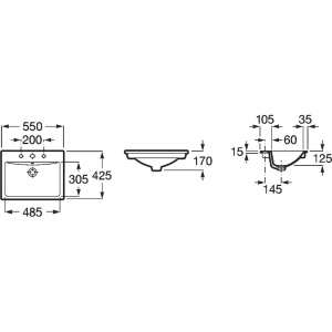Раковина DIVERTA 550х425х170 мм врезная (сверху) в Сочи и Адлере Раковина DIVERTA 550х425х170 мм врезная (сверху) в Сочи и Адлере
