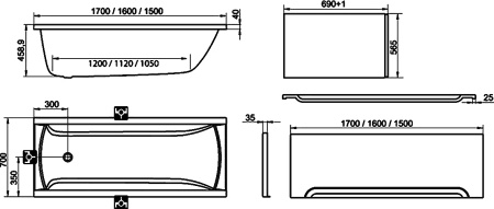 Ванна CLASSIC 150x70 N белая в Сочи и Адлере