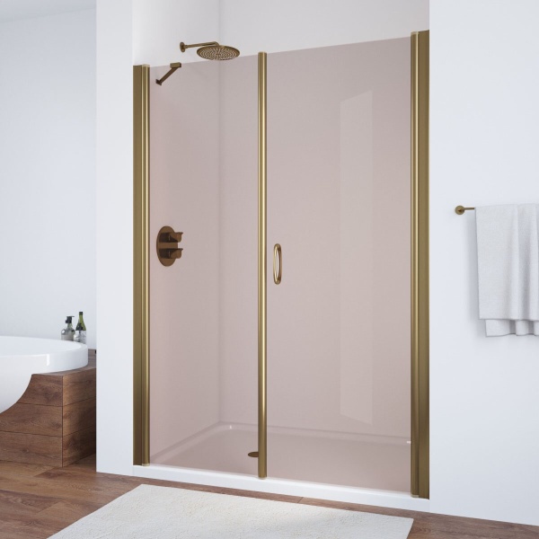 Дверь в душевой проем, профиль бронза., стекло бронза, 105 см левое открытие , ручка Flat