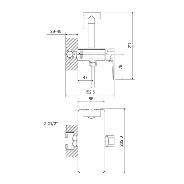 Встраиваемый смеситель с гигиеническим душем, полка, Axes, IDDIS, AXESBSHi08 в Сочи и Адлере