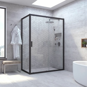 Душевой уголок ZA NOVO h2000 100 02М 01, профиль черный матовый, стекло прозрачное в Сочи и Адлере