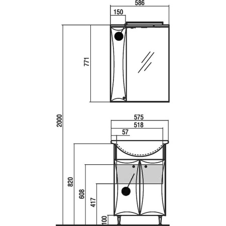 Джимми 57М тумба БЕЗ раковины Classic 55 в Сочи и Адлере
