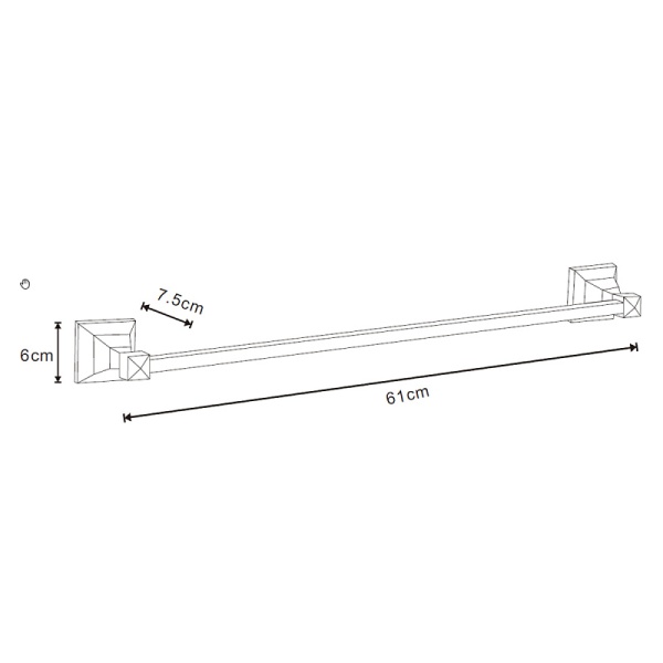 Полотенцедержатель AZARIO ALTRE трубчатый одинарный 60 см, черный матовый в Сочи и Адлере