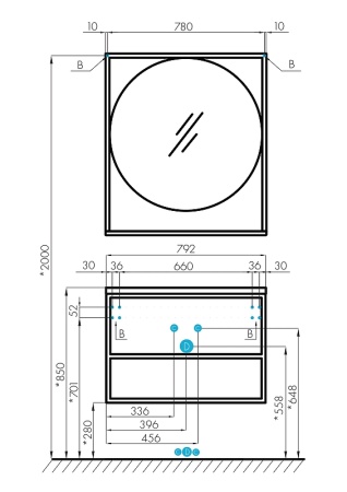 Зеркало Акватон Лофт Фабрик 80, дуб эндгрейн в Сочи и Адлере