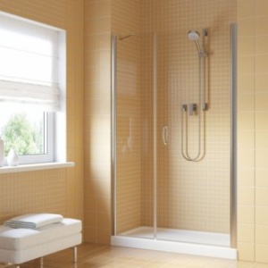 Дверь в душевой проем, профиль хром глянц., стекло прозр. 135 см правая сторона, открытие вовнутрь и наружу