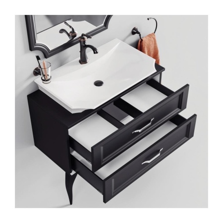 LaDonna 85 Тумба напольная, два ящика, черная с раковиной LA DONNA 70 (Ш85хВ85.5хГ46)	 							 в Сочи и Адлере