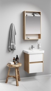 СИТИ 50 Шкаф-зеркало ДУБ БАЛТИЙСКИЙ левый/правый шкаф с одной дверью и двумя открытыми полками (Ш50хВ80хГ15) в Сочи и Адлере СИТИ 50 Шкаф-зеркало ДУБ БАЛТИЙСКИЙ левый/правый шкаф с одной дверью и двумя открытыми полками (Ш50хВ80хГ15) в Сочи и Адлере