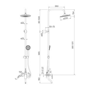 Смеситель для ванны с верхним душем Edifice в Сочи и Адлере Смеситель для ванны с верхним душем Edifice в Сочи и Адлере
