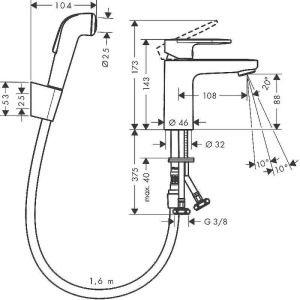 Смеситель для раковины Hansgrohe Vernis Blend с гигиеническим душем Хром (71215000) в Сочи и Адлере