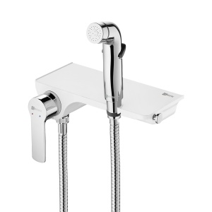 Смеситель Lemark Solo LM7168CW с гигиеническим душем, настенный, хром/белый Смеситель Lemark Solo LM7168CW с гигиеническим душем, настенный, хром/белый