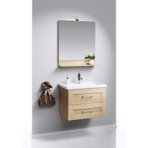 ФОСТЕР 60 Тумба ДУБ СОНОМА подвесная, два ящика со столешницей светло-черная без раковины ДЖОЙ в Сочи и Адлере ФОСТЕР 60 Тумба ДУБ СОНОМА подвесная, два ящика со столешницей светло-черная без раковины ДЖОЙ в Сочи и Адлере