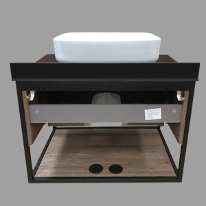 COMFORTY Тумба-умывальник "Кёльн-75" дуб темный с черной столешницей с раковиной COMFORTY T-Y9378 в Сочи и Адлере COMFORTY Тумба-умывальник "Кёльн-75" дуб темный с черной столешницей с раковиной COMFORTY T-Y9378 в Сочи и Адлере